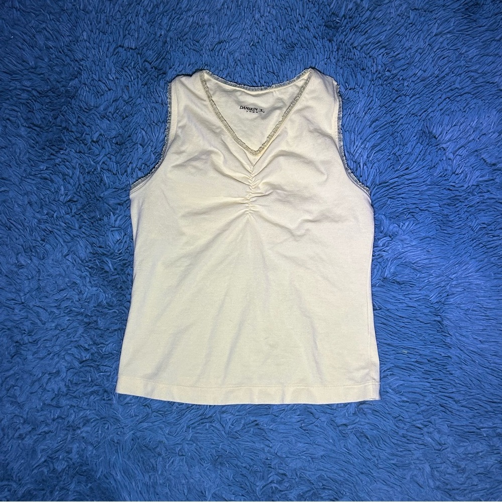 Danskin Yoga Light Yellow Sleeveless Tank Top w/ Cinched Breast Size M